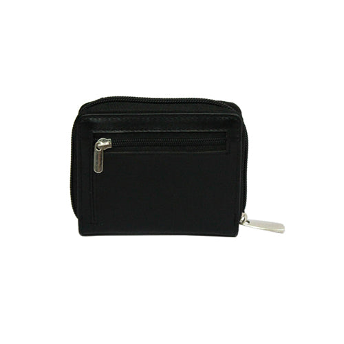 GENUINE LEATHER ZIP CLOSURE CARD CASE FOR ACCOMODATING MULTIPLE CARDS