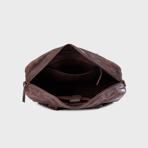 Genuine Leather Office Bag - Oil Pullup Leather Portfolio , With Adjustable Shoulder Strap , Can Accommodate 15 " Laptop