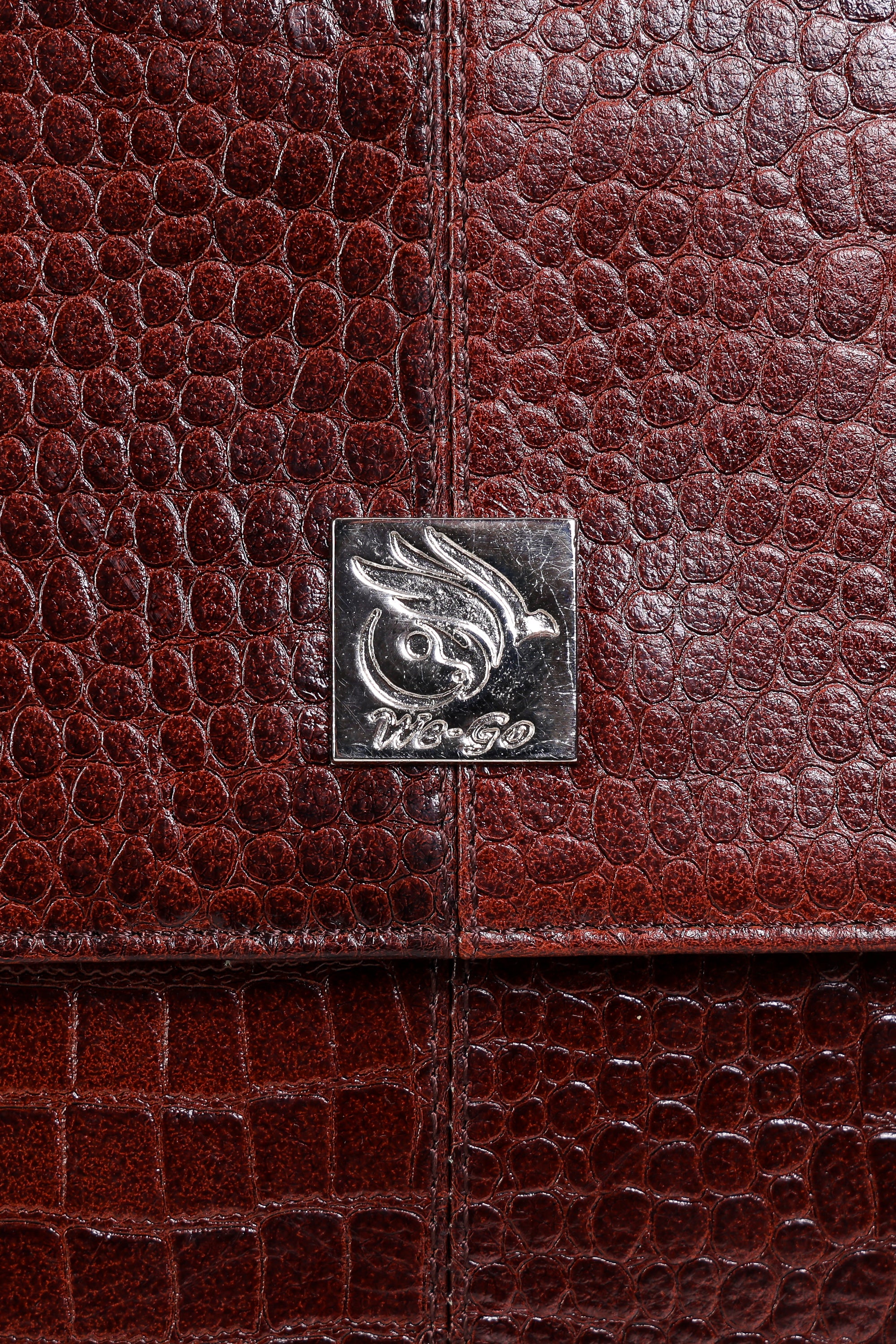 Unisex Genuine Leather - Messenger Bag , Croco Embossed Two Tone Effect Leather
