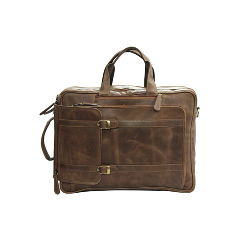 Genuine Leather Multipurpose Briefcase Bag Cum Backpack With Laptop Compartment & Adjustable Shoulder Strap