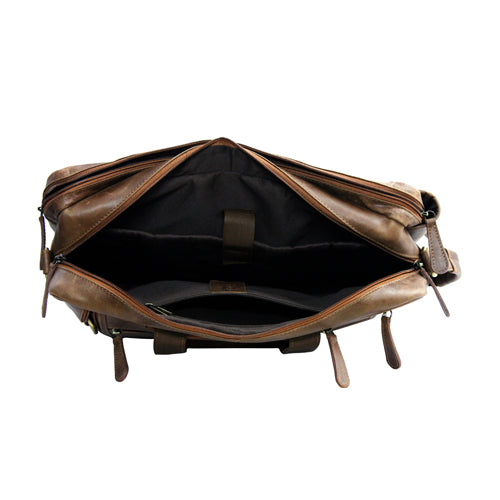 Genuine Leather Multipurpose Briefcase Bag Cum Backpack With Laptop Compartment & Adjustable Shoulder Strap