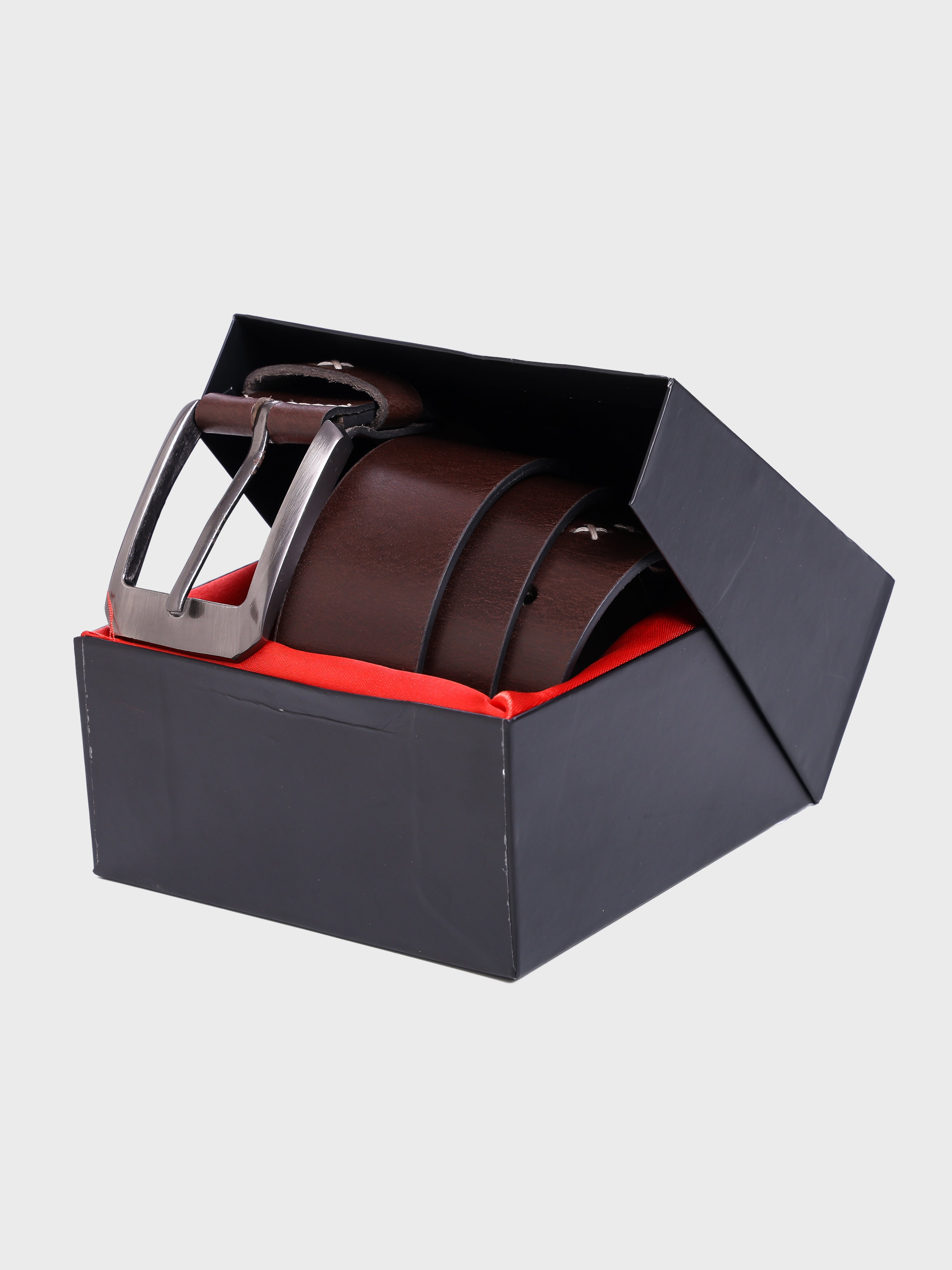 Genuine Leather Men's 40mm Belt with Hand-Stitched Weave Detail