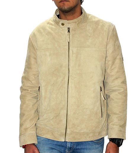 Genuine Suede Leather Classic Jacket Color Sand