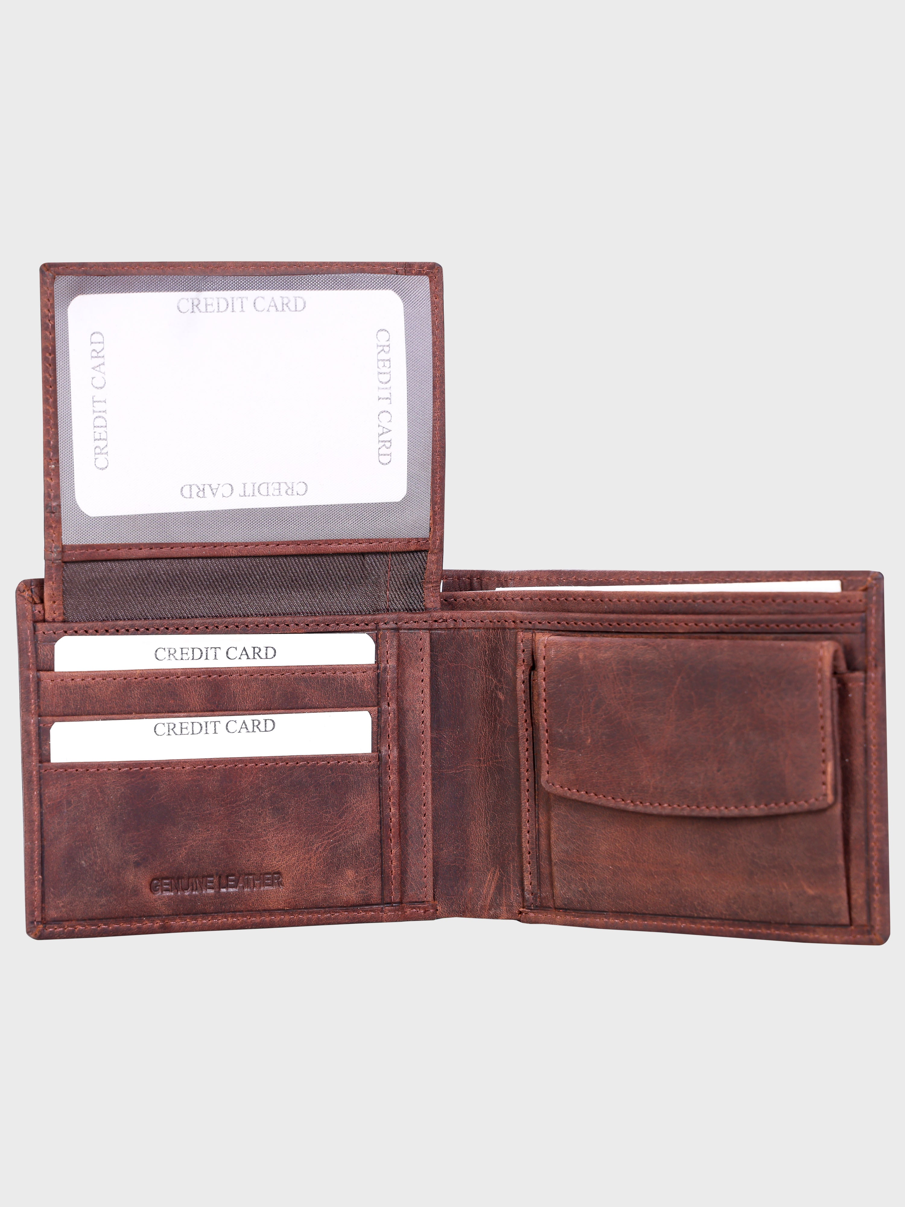 Genuine Leather - Two Tone - Oil Pullup Leather - Mens Leather Wallet