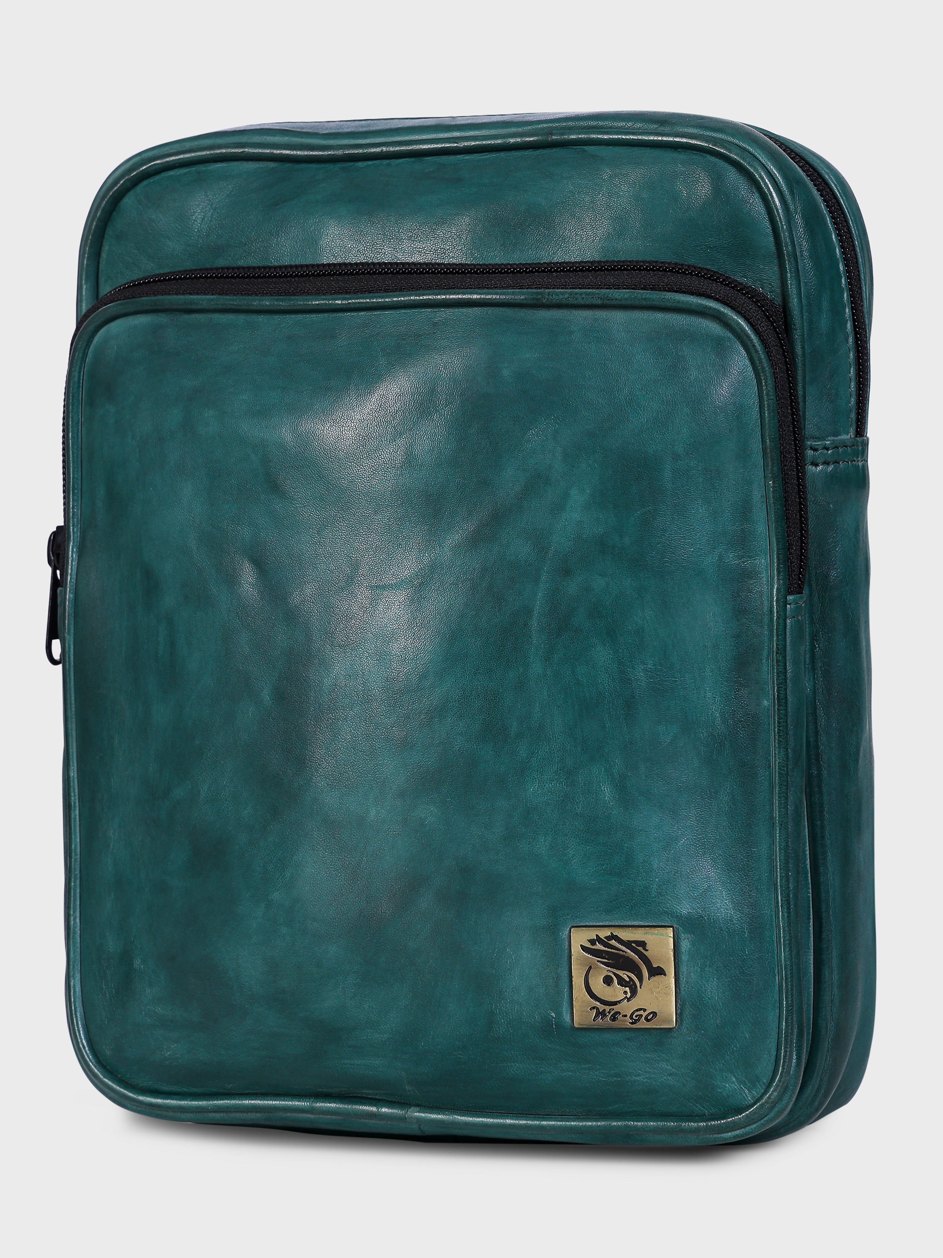 Unisex Genuine Leather ,Soft Luxurious Veg Tanned Two Toned - Travel Shoulder Strap Bag