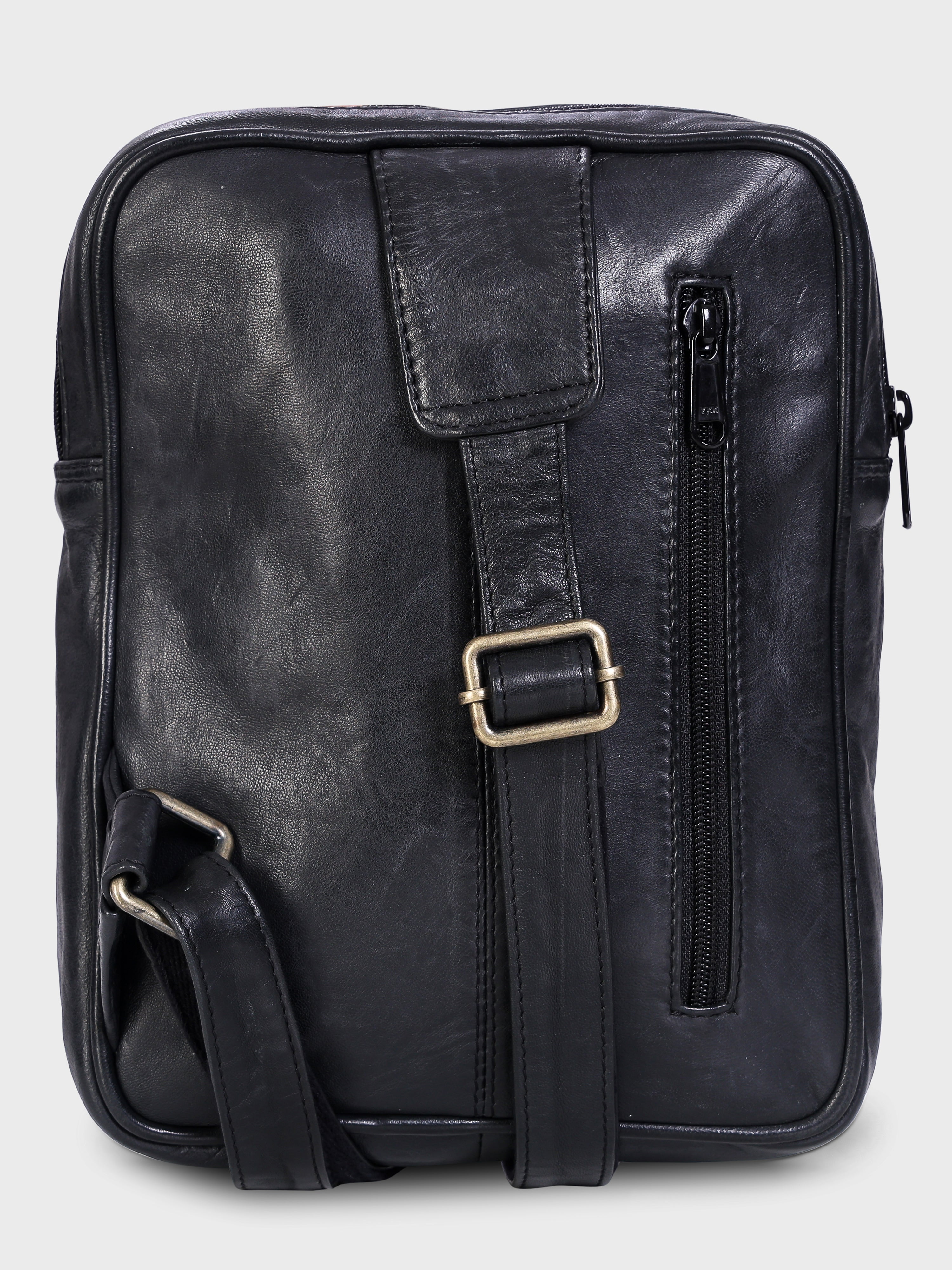 Unisex Genuine Leather ,Soft Luxurious Veg Tanned Two Toned - Travel Shoulder Strap Bag