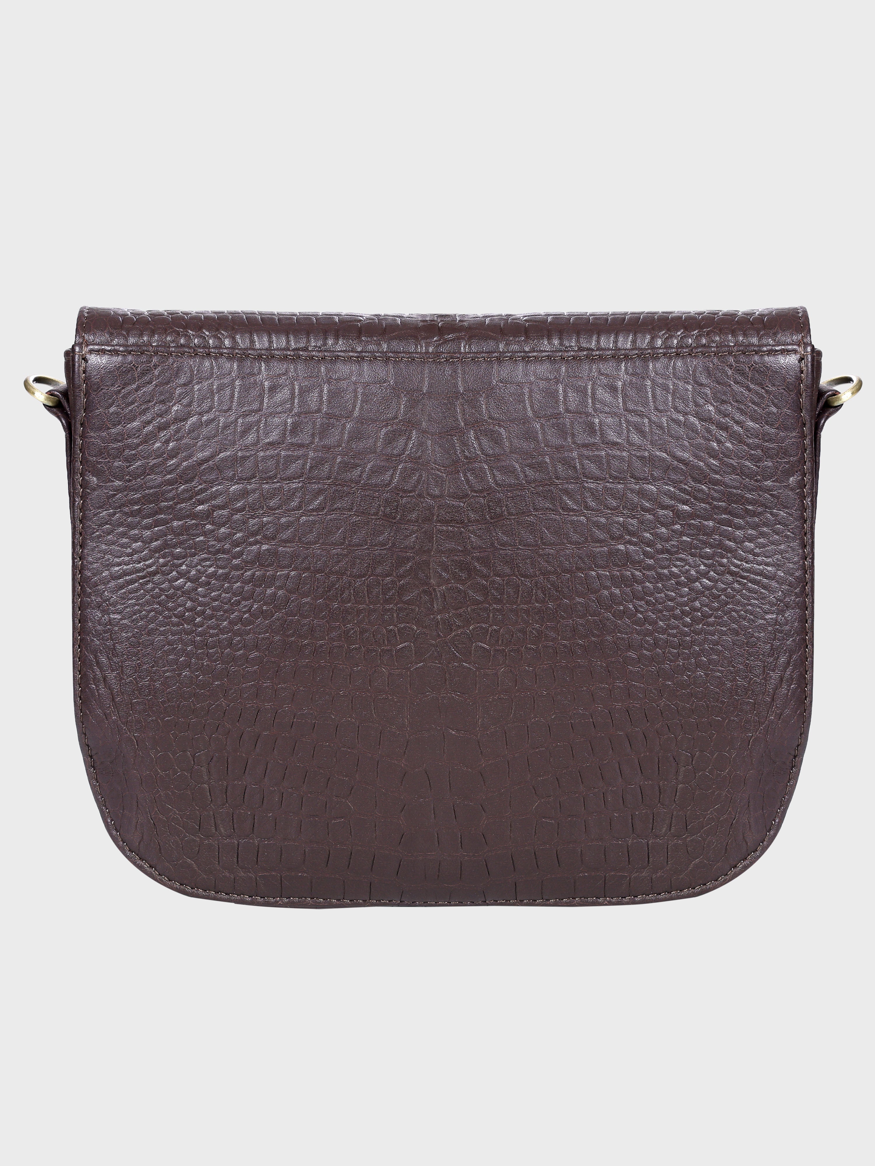 Genuine Leather , Women Trendy Front Magnet Closure , Croco Embossed Leather Bag