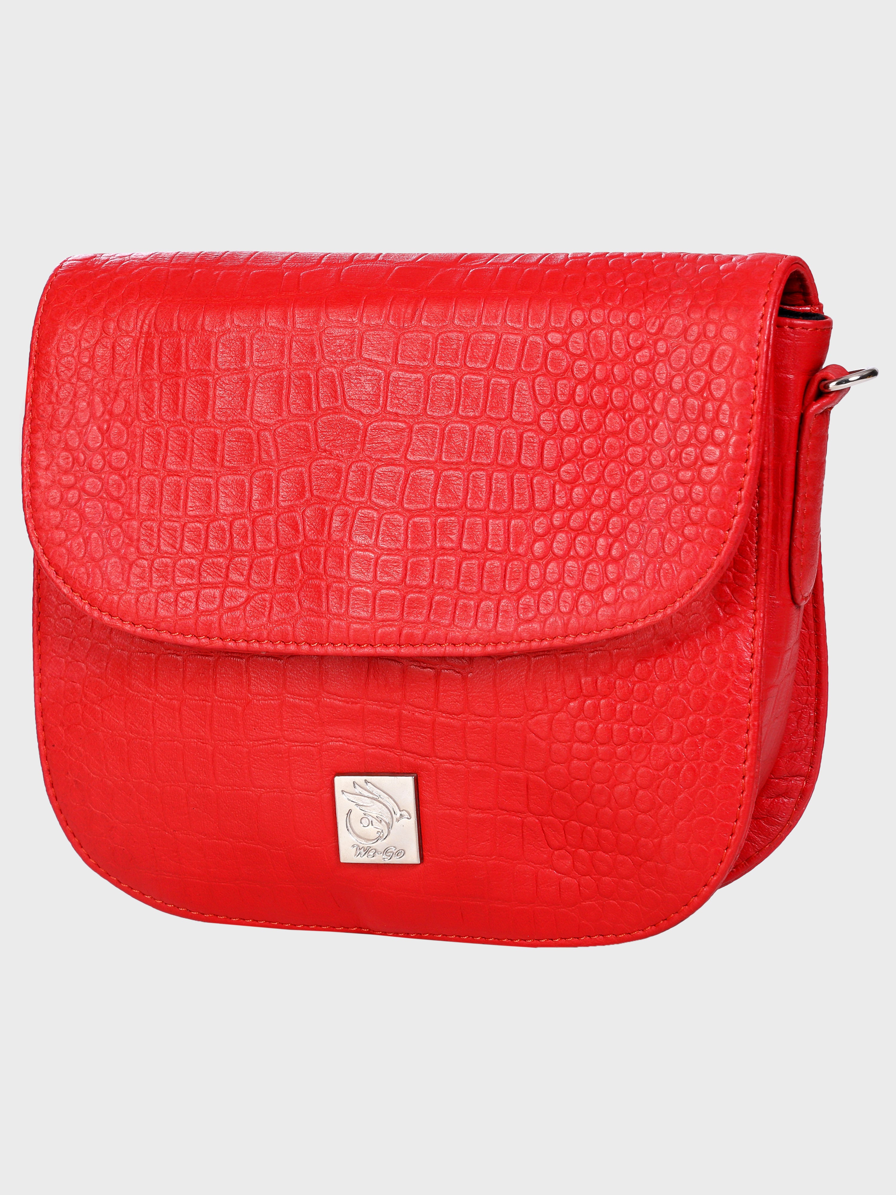 Genuine Leather , Women Trendy Front Magnet Closure , Croco Embossed Leather Bag