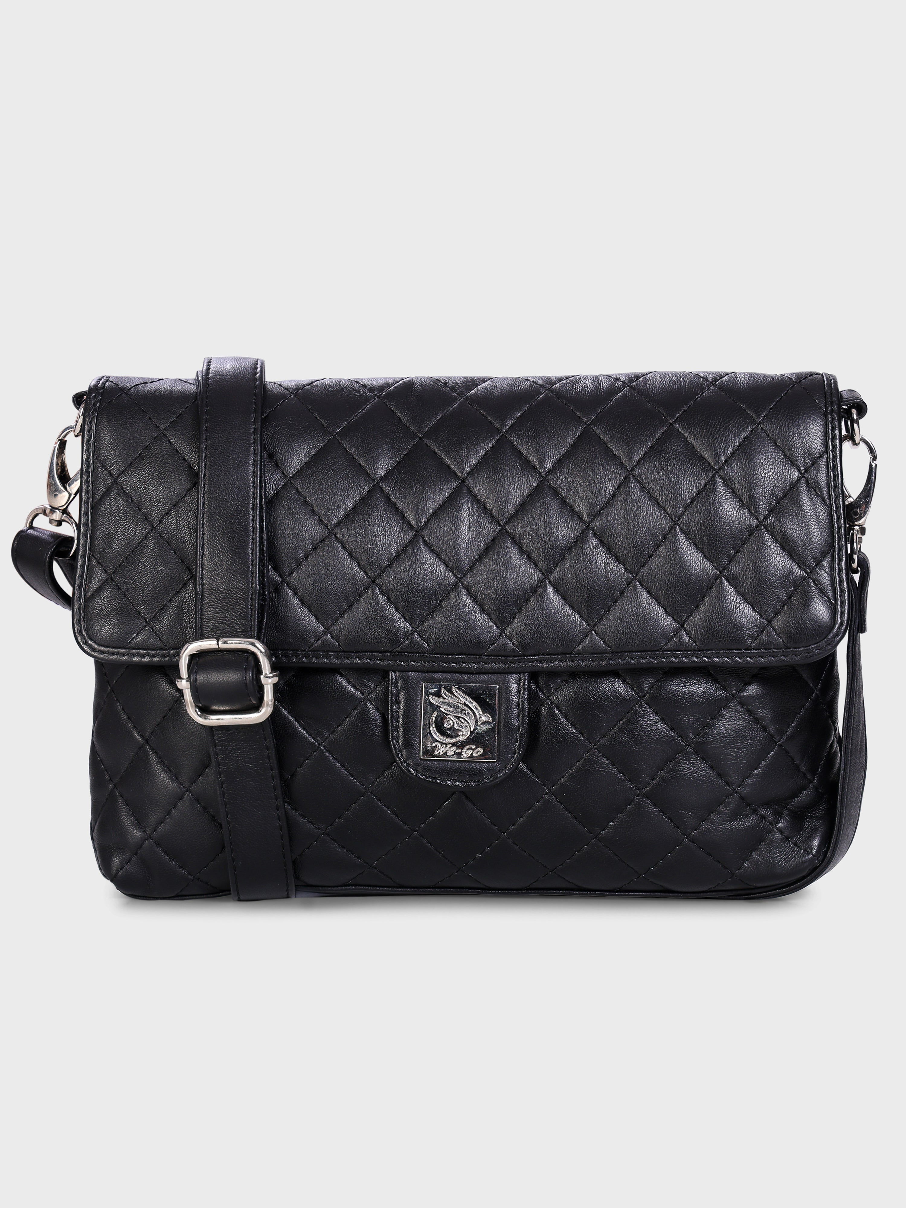 Genuine Leather - Soft , Supple Diamond Quilted Trendy Women Leather Bag