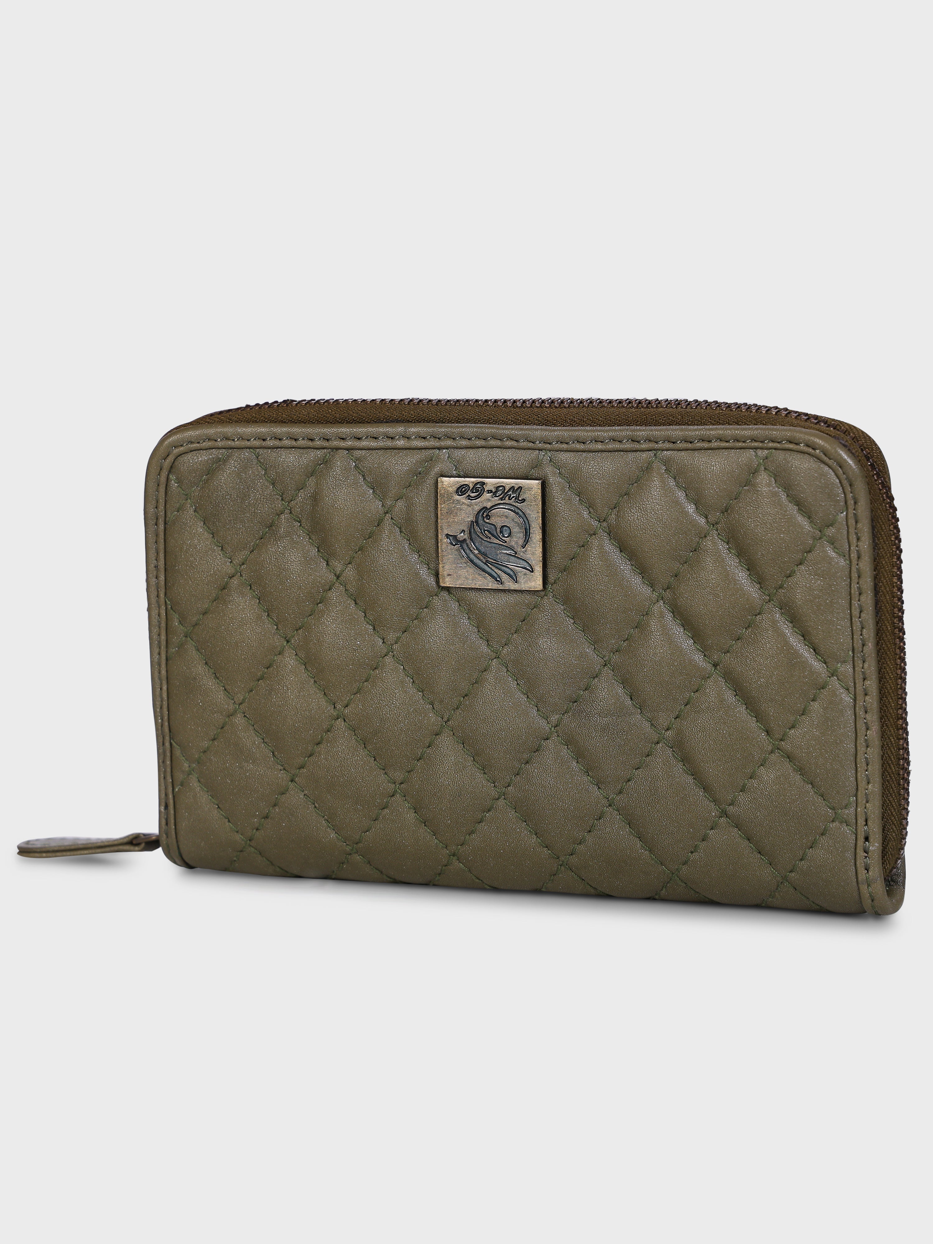 Genuine Leather , Diamond Quilted Leather Women Wallet