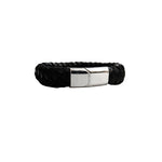 Genuine Leather Bracelet With Magnet Closure - Black