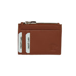 GENUINE LEATHER CARD CASE WITH ZIP POUCH