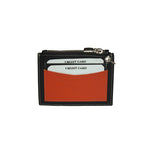 GENUINE LEATHER CARD CASE WITH ZIP POUCH AND KEY RING