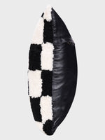Front - Genuine Fur , Patchwork , Back - Genuine Leather , Luxurious Cushion Cover With Cushion