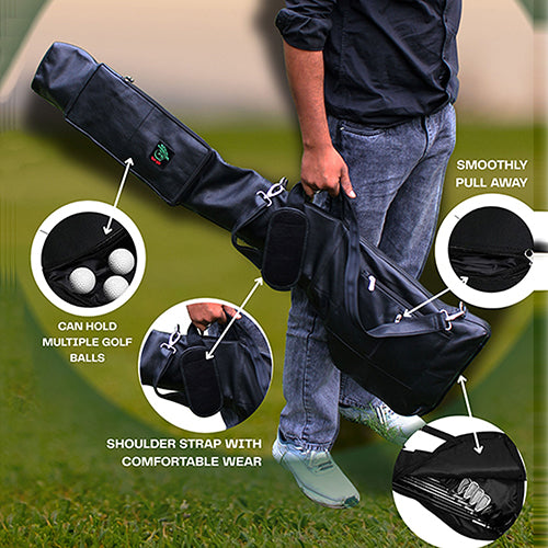 Genuine Leather Lightweight Portable Golf Clubs Carry Bag