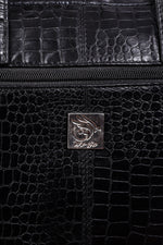 Genuine Leather Office Bag - Crocodile Embossed Print Leather Portfolio , With Adjustable Shoulder Strap , Can Accommodate 15 " Laptop