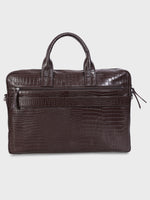 Genuine Leather Office Bag - Crocodile Embossed Print Leather Portfolio , With Adjustable Shoulder Strap , Can Accommodate 15 " Laptop