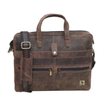 Genuine Leather Office Bag  - Oil Pullup Leather  , With Adjustable Shoulder Strap , With 14 " Laptop Compartment