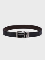 Genuine Leather - Reptile Embossed Print - Men Formal Reviersible Belt Black / Brown - 35 mm Width