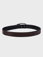 Genuine Leather - Reptile Embossed Print - Men Formal Reviersible Belt Black / Brown - 35 mm Width