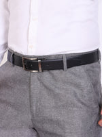 Genuine Leather - Reptile Embossed Print - Men Formal Reviersible Belt Black / Brown - 35 mm Width