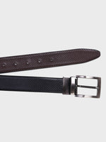Genuine Leather - Reptile Embossed Print - Men Formal Reviersible Belt Black / Brown - 35 mm Width