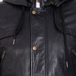 Genuine Leather - Veg Tanned Leather Mens 3/4 Long Jacket With Poly Fur Lining For Body And Hood