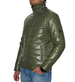 Genuine Leather Quilted Luxurious Men's Jacket Color Olive
