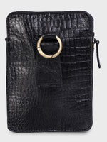 Genuine Leather , Croco Print Travel Pouch Bag , Can Buckle Up To Your Belt , Removable Shoulder Strap , Ideal For Travellers And Motor Bikers