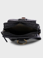 Genuine Leather , Croco Print Travel Pouch Bag , Can Buckle Up To Your Belt , Removable Shoulder Strap , Ideal For Travellers And Motor Bikers