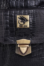 Genuine Leather , Croco Print Travel Pouch Bag , Can Buckle Up To Your Belt , Removable Shoulder Strap , Ideal For Travellers And Motor Bikers
