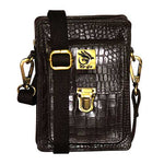 Genuine Leather , Croco Print Travel Pouch Bag , Can Buckle Up To Your Belt , Removable Shoulder Strap , Ideal For Travellers And Motor Bikers