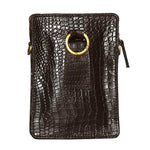 Genuine Leather , Croco Print Travel Pouch Bag , Can Buckle Up To Your Belt , Removable Shoulder Strap , Ideal For Travellers And Motor Bikers