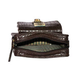 Genuine Leather , Croco Print Travel Pouch Bag , Can Buckle Up To Your Belt , Removable Shoulder Strap , Ideal For Travellers And Motor Bikers
