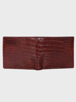 We-Go Genuine Leather Wallet for Men – Croco Print Bifold Slim Wallet - Brown