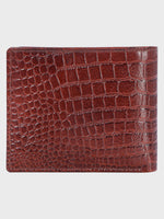 We-Go Genuine Leather Wallet for Men – Croco Print Bifold Slim Wallet - Brown