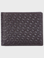 Genuine Leather - Hexagon Print Embossed - Men Leather Wallet