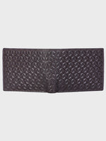 Genuine Leather - Hexagon Print Embossed - Men Leather Wallet