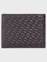 Genuine Leather - Hexagon Print Embossed - Men Leather Wallet