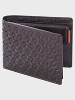 Genuine Leather - Hexagon Print Embossed - Men Leather Wallet