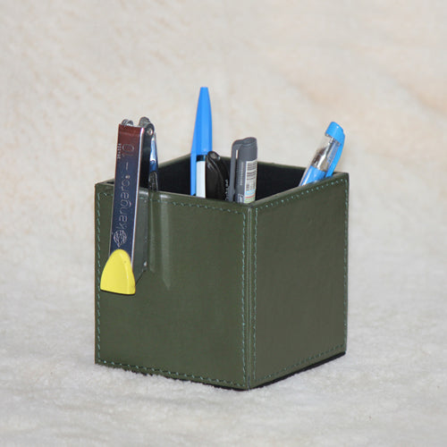 GENUINE LEATHER  PEN STAND 4 " X 4 "