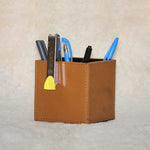GENUINE LEATHER  PEN STAND 4 " X 4 "