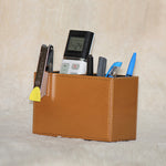 GENUINE LEATHER  PEN STAND TWIN SLOTS 4 " HEIGHT  X 6  " LENGTH