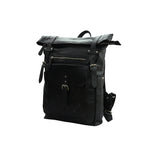 UNISEX GENUINE LEATHER ROLL-TOP BACKPACK WITH 14" LAPTOP COMPARTMENT