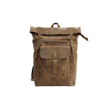 UNISEX GENUINE LEATHER ROLL-TOP BACKPACK WITH 14" LAPTOP COMPARTMENT