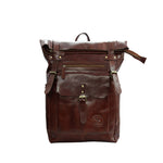 UNISEX GENUINE LEATHER ROLL-TOP BACKPACK WITH 14" LAPTOP COMPARTMENT