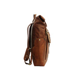 UNISEX GENUINE LEATHER ROLL-TOP BACKPACK WITH 14" LAPTOP COMPARTMENT