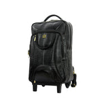 GENUINE LEATHER CROCO PRINT MULTIPURPOSE TRAVEL TROLLY BACKPACK WITH LAPTOP COMPARTMENT