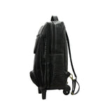GENUINE LEATHER CROCO PRINT MULTIPURPOSE TRAVEL TROLLY BACKPACK WITH LAPTOP COMPARTMENT