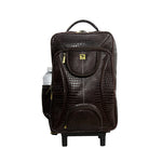 GENUINE LEATHER CROCO PRINT MULTIPURPOSE TRAVEL TROLLY BACKPACK WITH LAPTOP COMPARTMENT